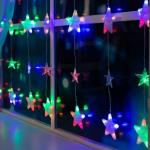 Гирлянда «Бахрома» 2.4 ? 0.9 м с насадками «Звёздочки», IP20, прозрачная нить, 186 LED, свечение мульти, 8 режимов, 220 В