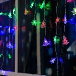 Гирлянда «Бахрома» 1.8 ? 0.5 м с насадками «Ёлки и снежинки», IP20, прозрачная нить, 48 LED, свечение мульти (RG/RB), мигание, 220 В