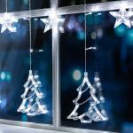 Гирлянда «Бахрома» 2.4 ? 0.9 м с насадками «Ёлки», IP20, прозрачная нить, 138 LED, свечение белое, 8 режимов, 220 В