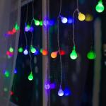 Гирлянда «Бахрома» 3 ? 0.5 м с насадками «Шарики», IP20, прозрачная нить, 80 LED, свечение мульти (RG/RB), мигание, 220 В
