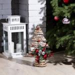 Светодиодная фигура «Ёлка с шишками» 31 ? 40 ? 9 см, текстиль, металл, батарейки ААх2 (не в комплекте), свечение тёплое белое