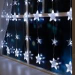 Гирлянда «Бахрома» 2.4 ? 0.9 м с насадками «Звёздочки», IP20, прозрачная нить, 186 LED, свечение белое, 8 режимов, 220 В
