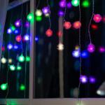 Гирлянда «Бахрома» 1.8 ? 0.5 м с насадками «Ёжики», IP20, прозрачная нить, 48 LED, свечение мульти (RG/RB), мигание, 220 В