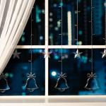 Гирлянда «Бахрома» 2.4 ? 0.9 м с насадками «Колокольчики», IP20, прозрачная нить, 138 LED, свечение мульти, 8 режимов, 220 В