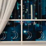 Гирлянда «Бахрома» 2.7 ? 0.9 м с насадками «Месяц», IP20, прозрачная нить, 138 LED, свечение тёплое белое, 8 режимов, 220 В