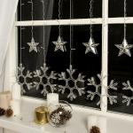 Гирлянда «Бахрома» 2.4 ? 0.9 м с насадками «Снежинки», IP20, прозрачная нить, 150 LED, свечение синее, 8 режимов, 220 В