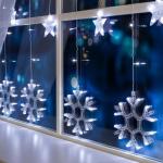 Гирлянда «Бахрома» 2.4 ? 0.9 м с насадками «Снежинки», IP20, прозрачная нить, 150 LED, свечение белое, 8 режимов, 220 В