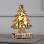 Светодиодная фигура «Ёлка с оленем» 12 ? 20 ? 5 см, дерево, батарейки АААх2 (не в комплекте), свечение тёплое белое