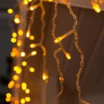 Гирлянда «Бахрома» 3 ? 0.6 м, IP44, УМС, прозрачная нить, 160 LED, свечение жёлтое, 220 В