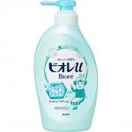 KAO Гель для душа BIORE Гладкость шелка кремовый с ароматом свежей зелени и цитрусовых, 480 мл. бутылка с дозатором