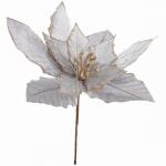 *Украшение новогоднее Пуансеттия - Фурия 26 см, Серебро