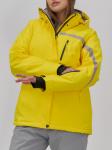 Горнолыжная куртка женская зимняя желтого цвета 7017J