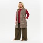 Жилет удлиненный из джерси, клетка бежево - коричневая