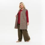 Жилет удлиненный из джерси, клетка бежево - коричневая