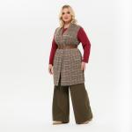 Жилет удлиненный из джерси, клетка бежево - коричневая