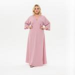 Платье длинное с V- вырезом, пудровое