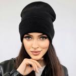 *Шапка зимняя ZIMA, бинни, цвет черный, 58р (лейбл Ultramarine)