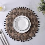 Салфетка сервировочная на стол Доляна «Сафари», d=38 см, бежевая с чёрным рисунком