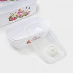 Контейнеры для еды с клапаном Доляна «Розы», набор 4 шт: 400 мл, 650 мл, 1 л, 1,5 л, пластик, белые