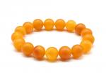 Браслет из янтаря искусственного шарик 12мм цв.карамельный матовый, 17см