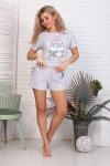 Пижама с шортами, принт "Зайчики" (00881, серый)