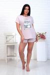 Пижама с шортами, принт "Зайчики" (00881, розовый)