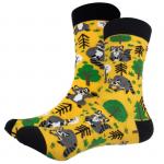 В мире животных | Носки "Енот в лесу", р-р 40-44 (желтый/черный)