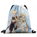 61958 Genshin Impact | Рюкзак текстильный "Путешественники", р-р 39х32 (голубой)