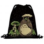 62047 Мир Миядзаки | Рюкзак текстильный "С Тоторо под дождем", р-р 39х32 (черный)