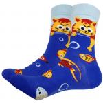 В мире животных | Носки "Рыжий хулиган и рыбки", р-р 40-44 (синий/голубой)