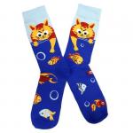 В мире животных | Носки "Рыжий хулиган и рыбки", р-р 40-44 (синий/голубой)