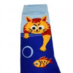 В мире животных | Носки "Рыжий хулиган и рыбки", р-р 40-44 (синий/голубой)