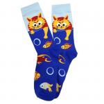 В мире животных | Носки "Рыжий хулиган и рыбки", р-р 40-44 (синий/голубой)