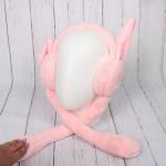 Наушники меховые с двигающимися ушками Salon Teplo , зайка, цвет розовый раф, ( подвес Ultramarine)