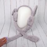 Наушники меховые с двигающимися ушками Salon Teplo , зайка, цвет серый топаз, ( подвес Ultramarine)
