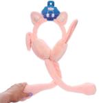 Наушники меховые с двигающимися ушками Salon Teplo, кошечка, цвет розовый персик, ( подвес Ultramarine)