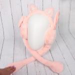 Наушники меховые с двигающимися ушками Salon Teplo, кошечка, цвет розовый персик, ( подвес Ultramarine)