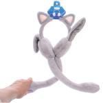 Наушники меховые с двигающимися ушками Salon Teplo, кошечка, цвет серый топаз, ( подвес Ultramarine)