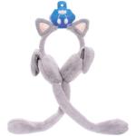 Наушники меховые с двигающимися ушками Salon Teplo, кошечка, цвет серый топаз, ( подвес Ultramarine)