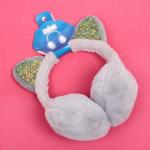 Наушники меховые Salon Teplo, кошечка, цвет серый топаз, ( подвес Ultramarine)