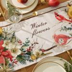 Дорожка на стол Этель «Пуансетия» 30?70 см, 100% хлопок, саржа 190 г/м?, белая