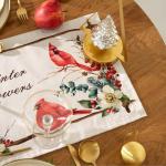 Дорожка на стол Этель «Пуансетия» 30?70 см, 100% хлопок, саржа 190 г/м?, белая