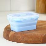 Контейнер складной с крышкой Доляна «Коста», 400 мл, 13х9,5х6 см, голубой