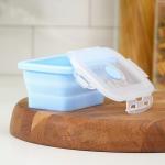 Контейнер складной с крышкой Доляна «Коста», 400 мл, 13х9,5х6 см, голубой