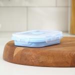 Контейнер складной с крышкой Доляна «Коста», 400 мл, 13х9,5х6 см, голубой