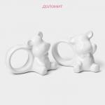 Набор колец для салфеток Доляна «Стильный мишка», 2 предмета 9,6?4,8?7,2 см, белый