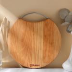 Доска разделочная деревянная с металлической ручкой Adelica, d=20?1,8 см, пропитана минеральным маслом, берёза