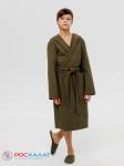 Подростковый вафельный халат с капюшоном хаки В-18 (26)