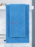 Махровое полотенце без бордюра голубое ПМ-62