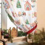 Комплект штор для кухни с подхватами «Новогодняя сказка» 145?180 см - 2 штуки, габардин